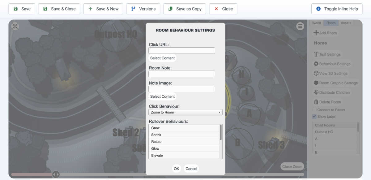 Room Behaviour Settings