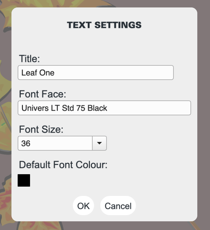 room text settings panel