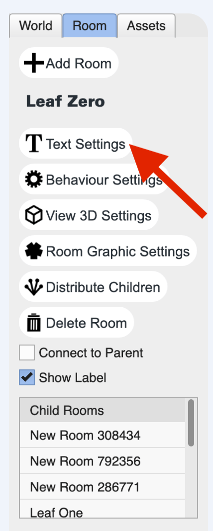 room text settings